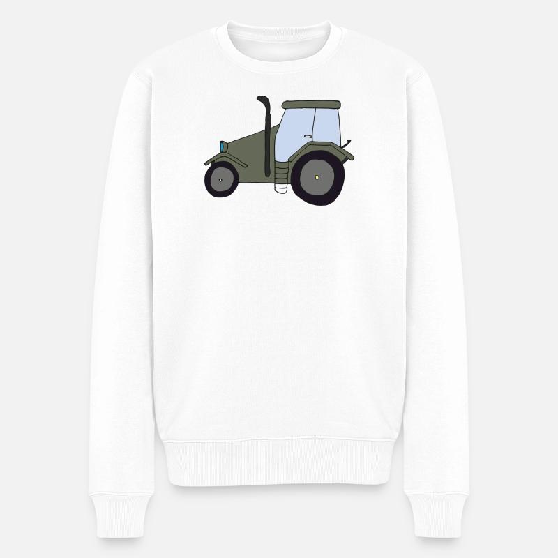 traktor oldtimer - Männer Premium Bio Pullover - Weiß