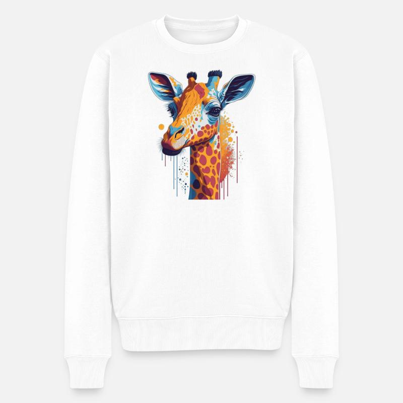 Giraffe - Männer Premium Bio Pullover - Weiß