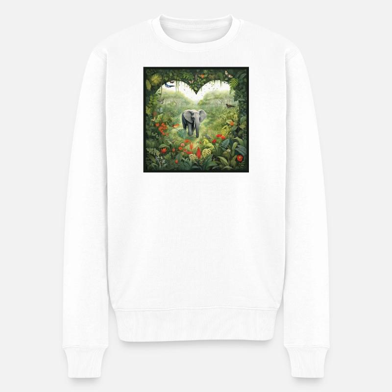Elefanten Liebe - Männer Premium Bio Pullover - Weiß