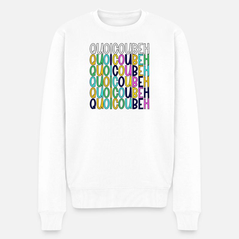 WhatCouBeH Regenbogen-Gitter - Männer Premium Bio Pullover - Weiß