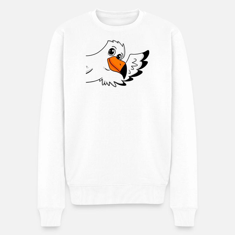 Möwe Gruß Begrüßung - Männer Premium Bio Pullover - Weiß