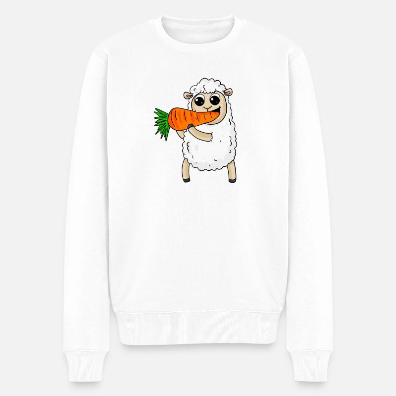 Schaf frisst Karotte - Männer Premium Bio Pullover - Weiß