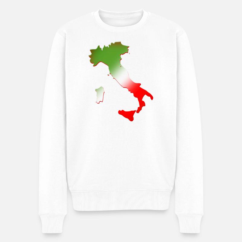 Carte de l’Italie avec drapeau tricolore - Pull Premium bio Homme - blanc
