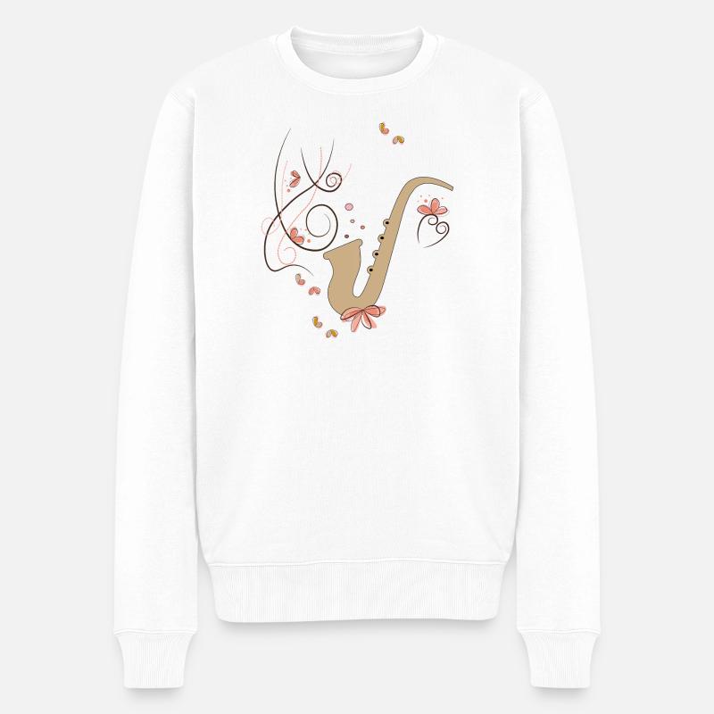 Jazz, Saxophon, Musik - Männer Premium Bio Pullover - Weiß