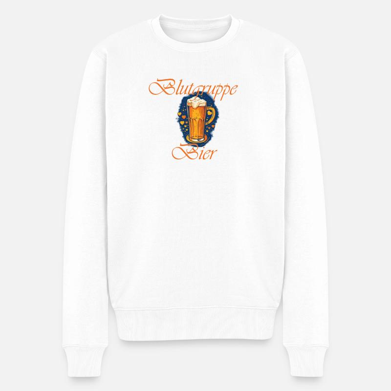 Blutgruppe Bier - Männer Premium Bio Pullover - Weiß