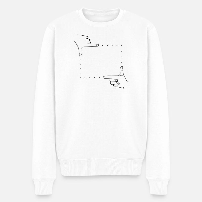 Détail de l’image des signaux de la main - Pull Premium bio Homme - blanc
