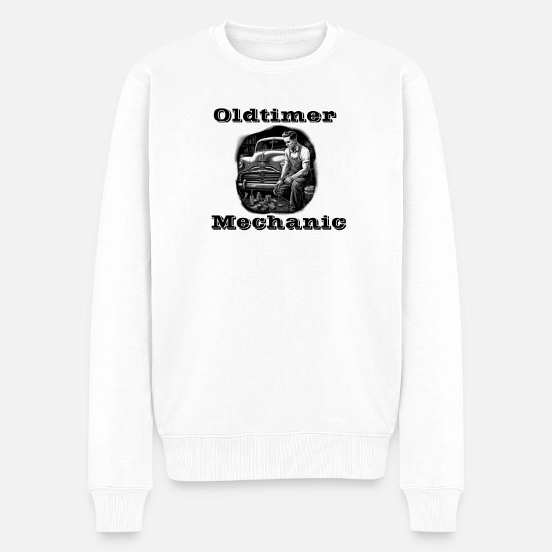 Oldtimer Mechanic - Männer Premium Bio Pullover - Weiß