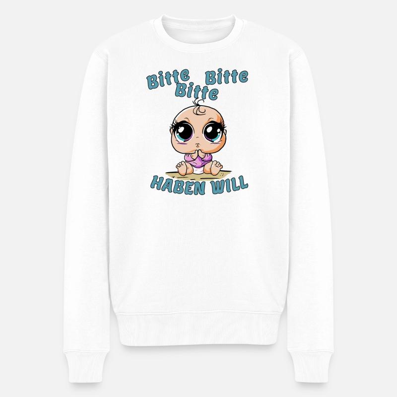 Bitte bitte bitte---haben will - Männer Premium Bio Pullover - Weiß