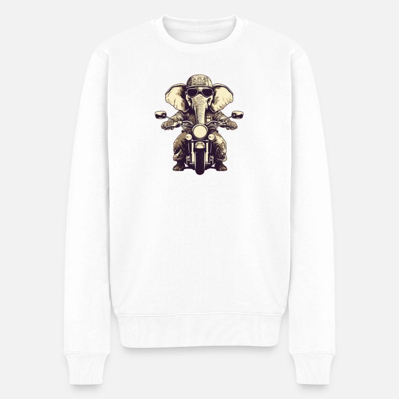 Eléphant à moto - Pull Premium bio Homme - blanc