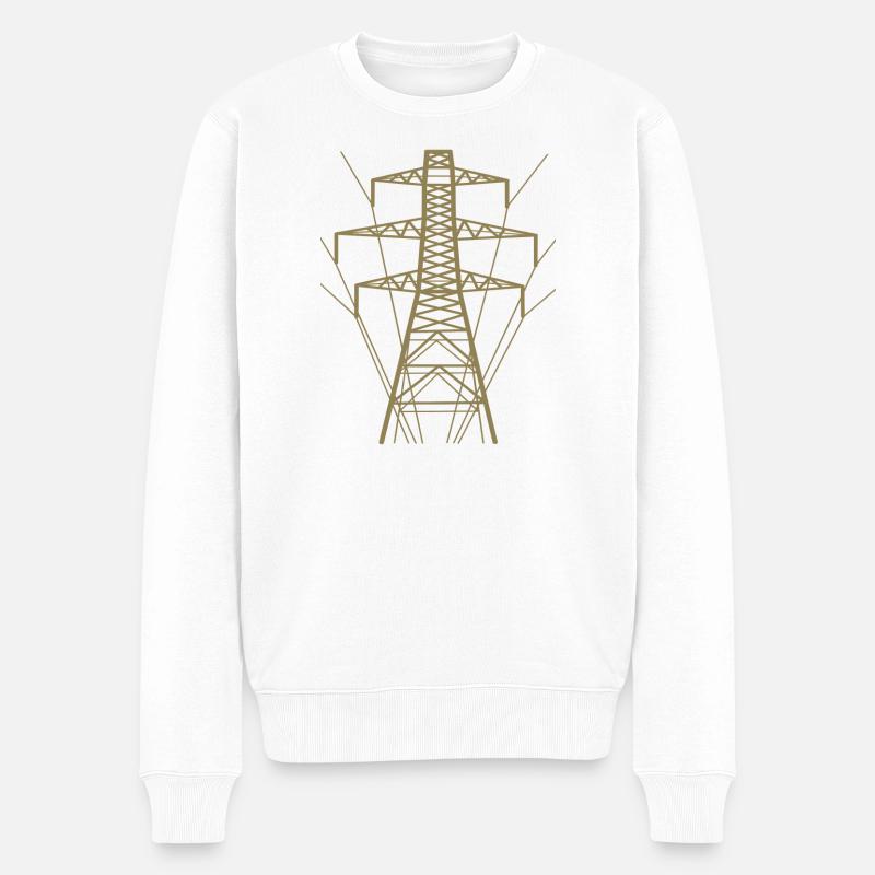 Silhouette de poteau électrique blanc - Pull Premium bio Homme - blanc
