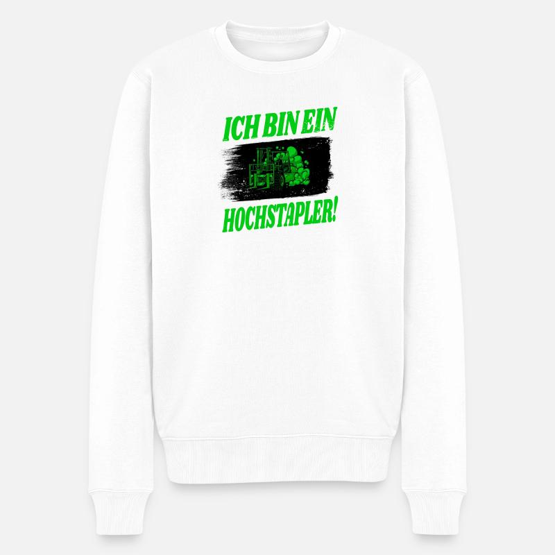 Gabelstapler Design - Männer Premium Bio Pullover - Weiß