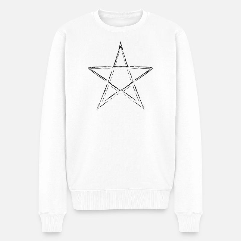 Pentagramm Stern - Männer Premium Bio Pullover - Weiß