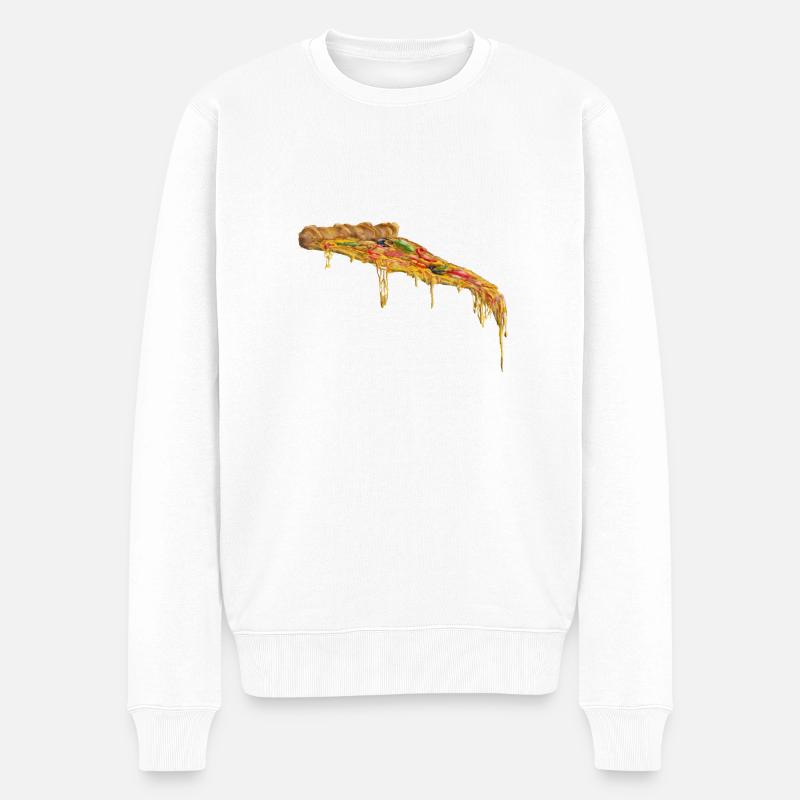 Käseglut Pizza Slice - Männer Premium Bio Pullover - Weiß