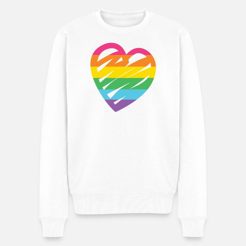 LGBTQ-Regenbogenherz - Männer Premium Bio Pullover - Weiß