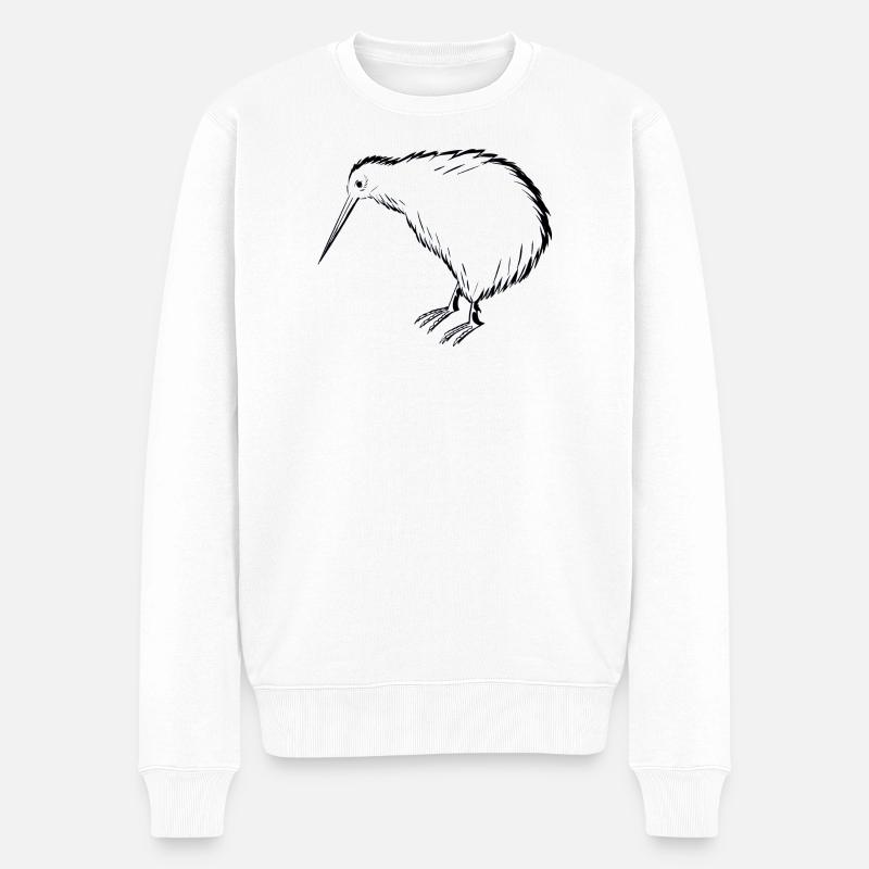 Kiwi Vogel Illustration in Schwarzweiß - Männer Premium Bio Pullover - Weiß
