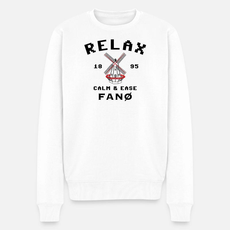 Fanø Dänemark, Windmühle in Sønderho, Relax - Männer Premium Bio Pullover - Weiß