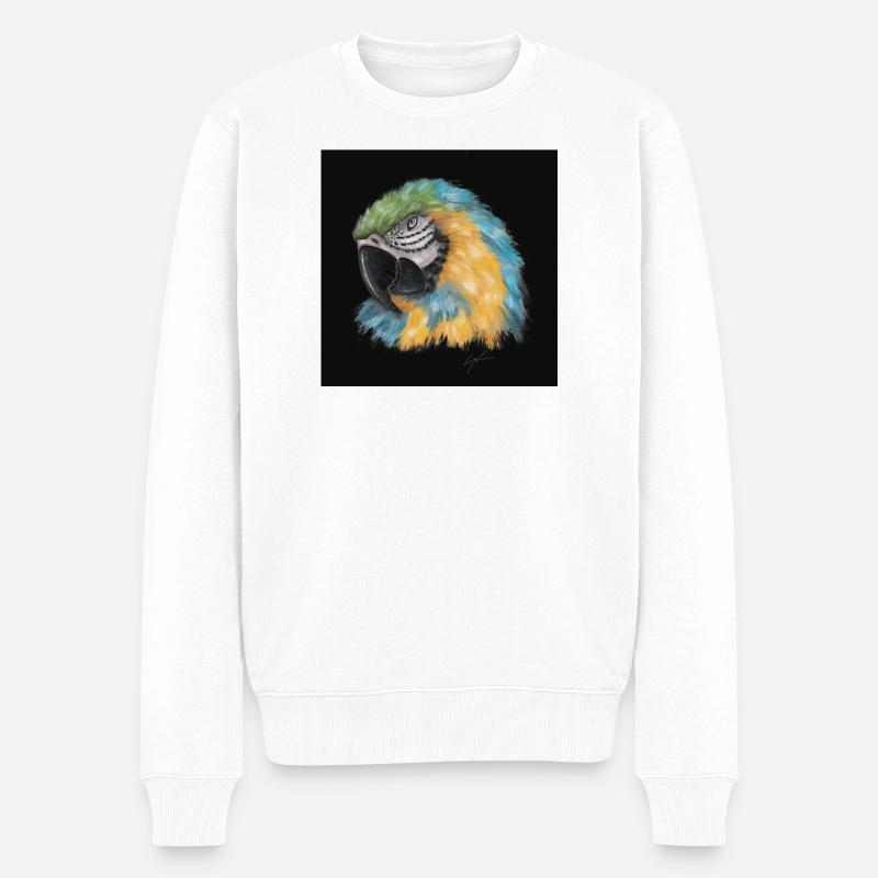 Farbiger Papagei mit aquarellartigem Stil - Männer Premium Bio Pullover - Weiß
