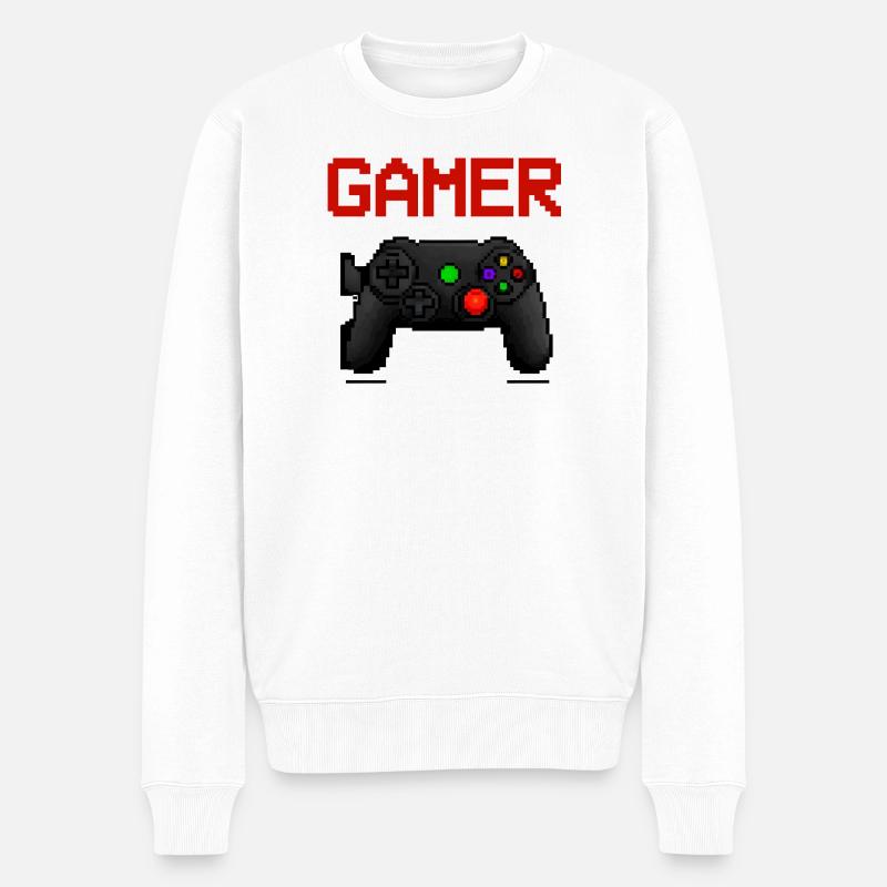 Gamer - Männer Premium Bio Pullover - Weiß