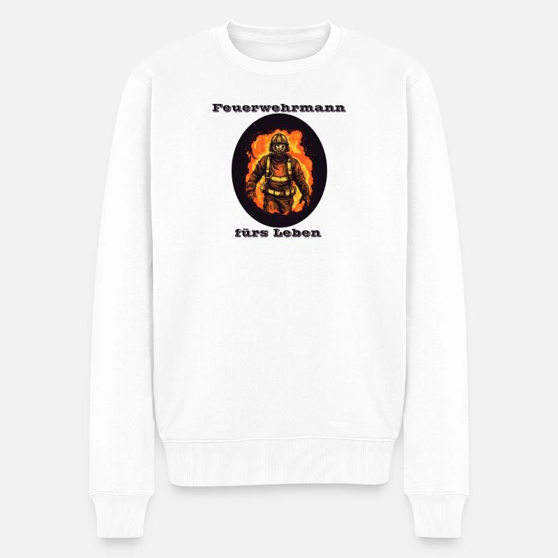 Feuerwehrmann fürs Leben - Männer Premium Bio Pullover - Weiß
