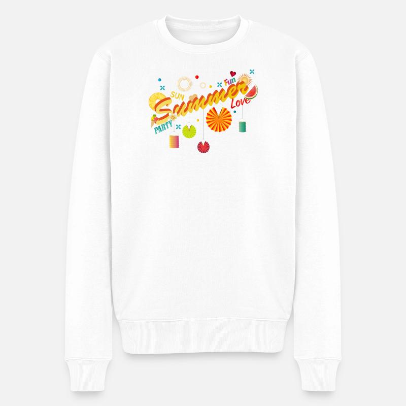 Sonne Sommer Spaß und Party im eigenen Garten - Männer Premium Bio Pullover - Weiß