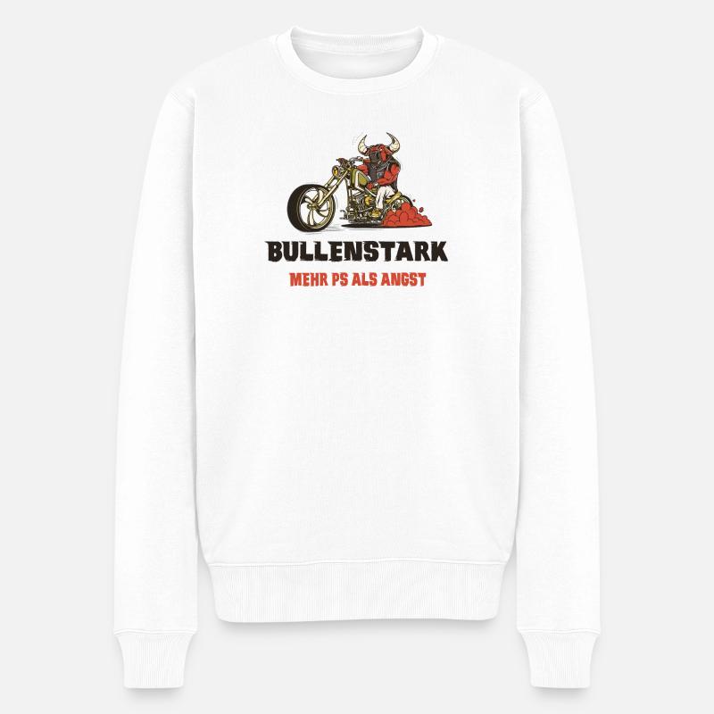 Motorrad Bullen Design - Männer Premium Bio Pullover - Weiß