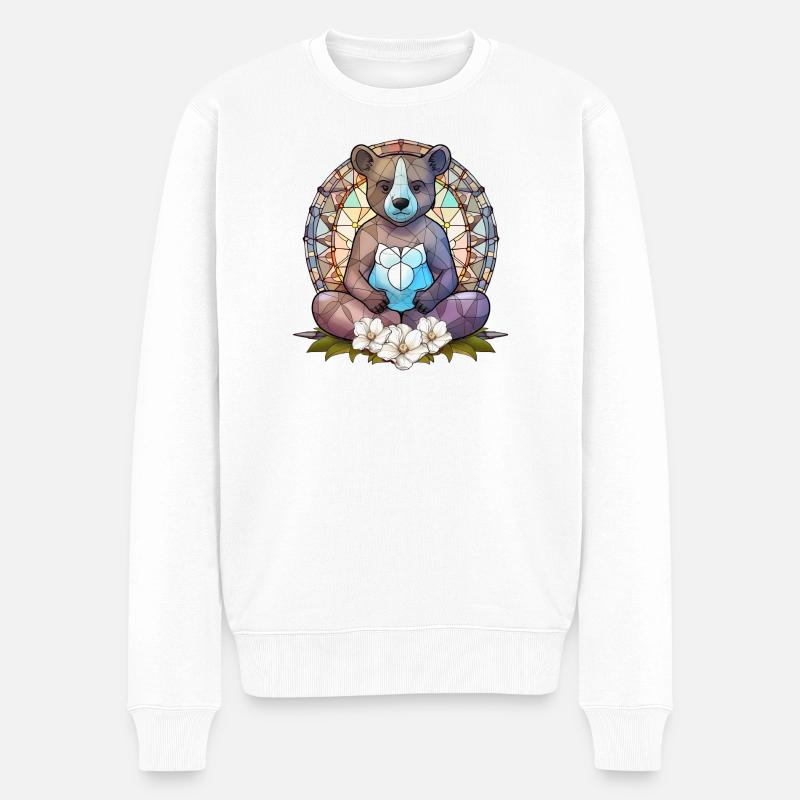Yoga, Zen, Zen-Haltung - Männer Premium Bio Pullover - Weiß