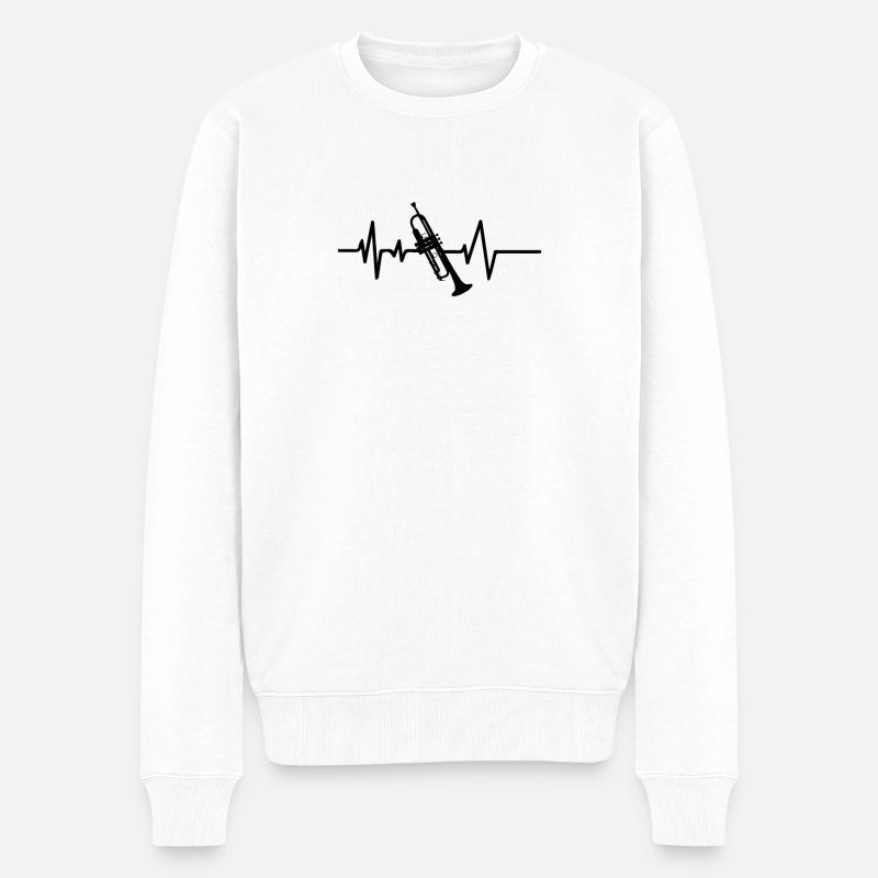 Trompete Heartbeat Bester Trompeter Spieler - Männer Premium Bio Pullover - Weiß