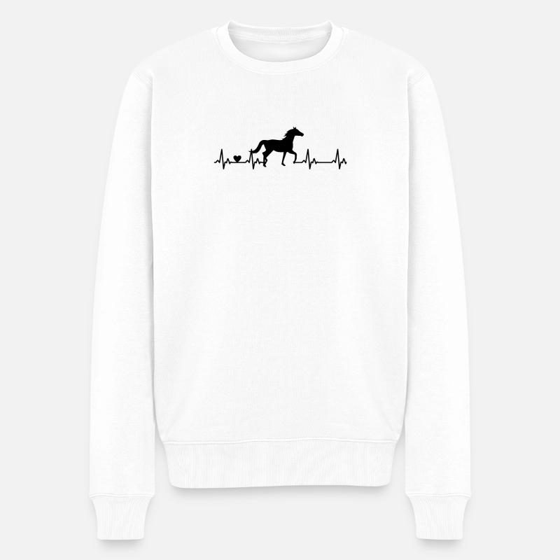 Pferd Herzschlag Reiten - Männer Premium Bio Pullover - Weiß