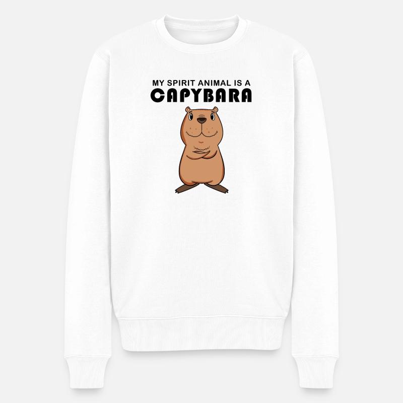 Capybara Wasserschwein Geschenk - Männer Premium Bio Pullover - Weiß