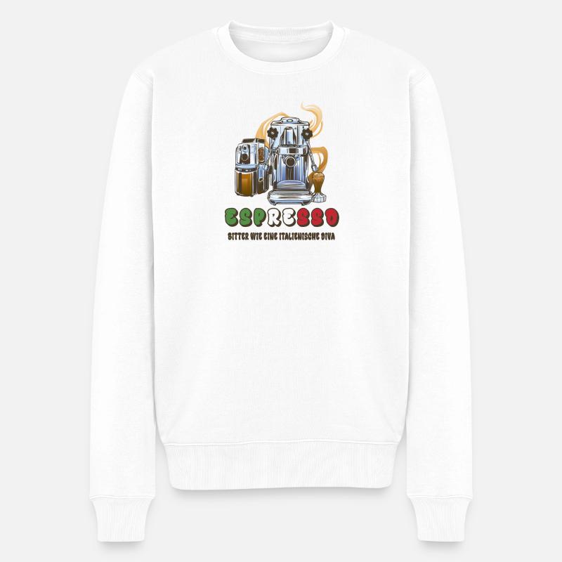 Espresso Italien Design - Männer Premium Bio Pullover - Weiß