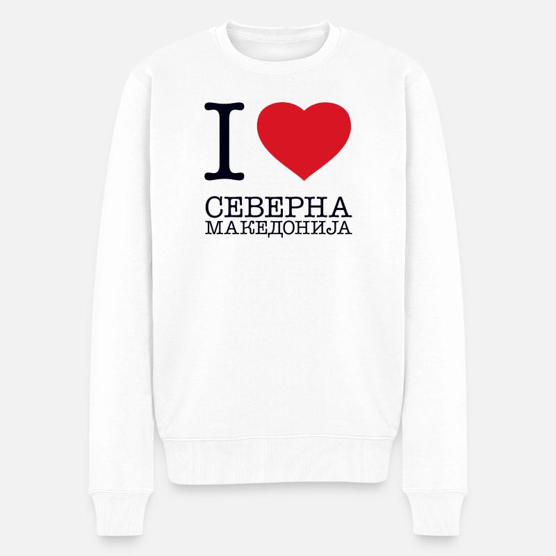 I LOVE NORTH MACEDONIA Nordmazedonien - Männer Premium Bio Pullover - Weiß