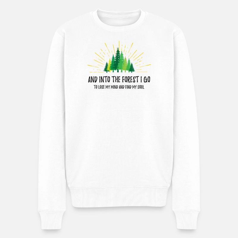 Und in den Wald gehe ich - Männer Premium Bio Pullover - Weiß