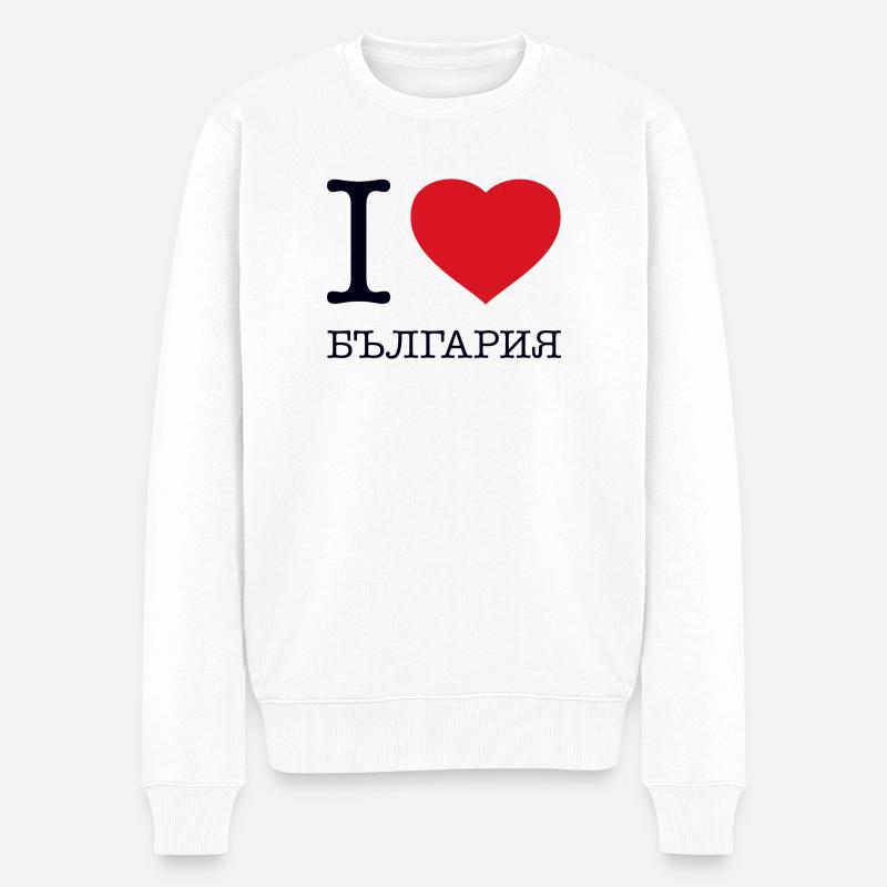 I LOVE BULGARIA Bulgarien - Männer Premium Bio Pullover - Weiß