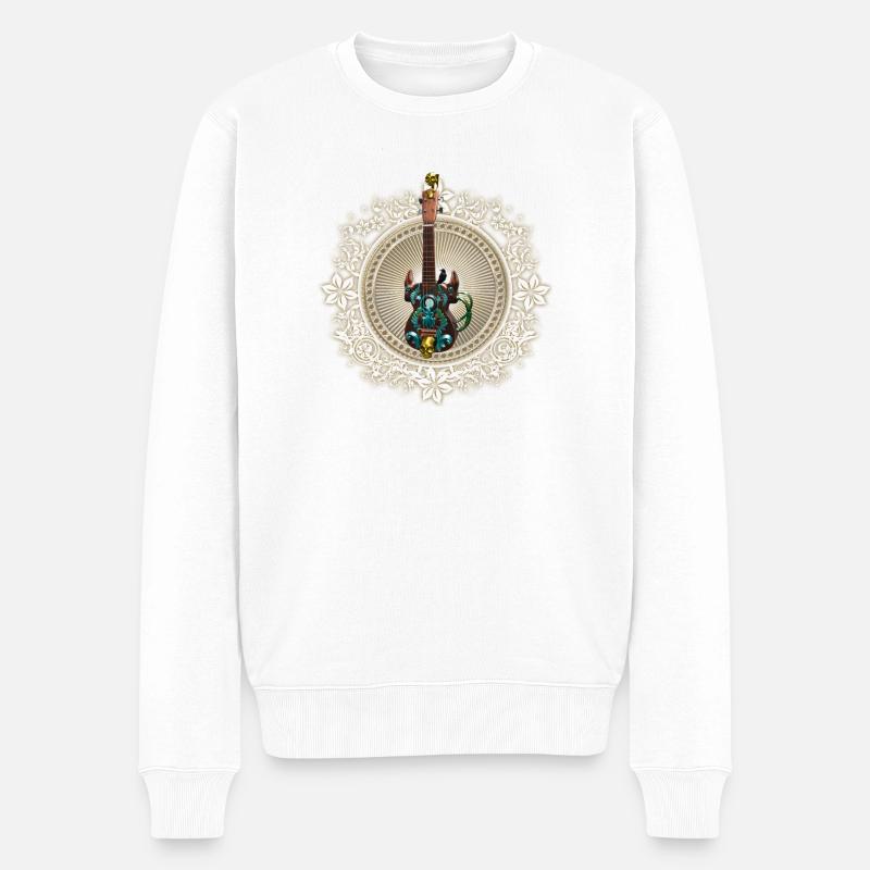 Fantasy Gitarre - Männer Premium Bio Pullover - Weiß