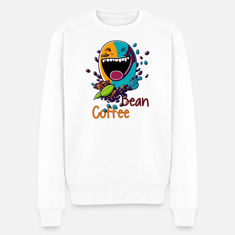 Lachende Kaffeebohne - Männer Premium Bio Pullover - Weiß
