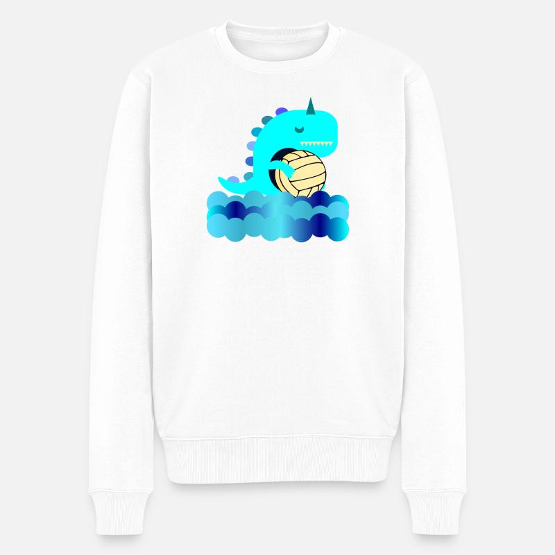 KINDER WASSERBALL DINOSAURIER SCHWIMMBAD - Männer Premium Bio Pullover - Weiß