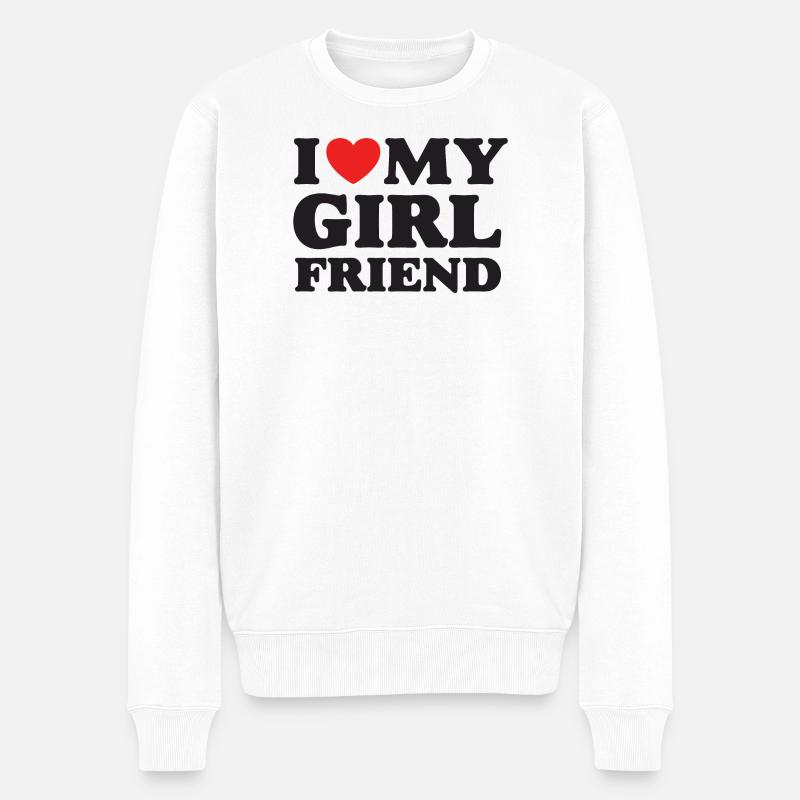 Ich liebe meine Freundin - Männer Premium Bio Pullover - Weiß