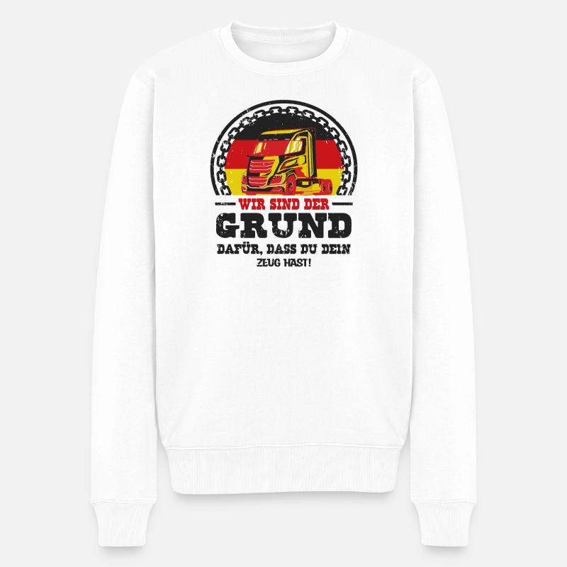 Deutscher Trucker - Männer Premium Bio Pullover - Weiß