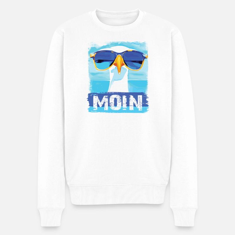 Moin Möwe - blue white Möwen Collection - Männer Premium Bio Pullover - Weiß