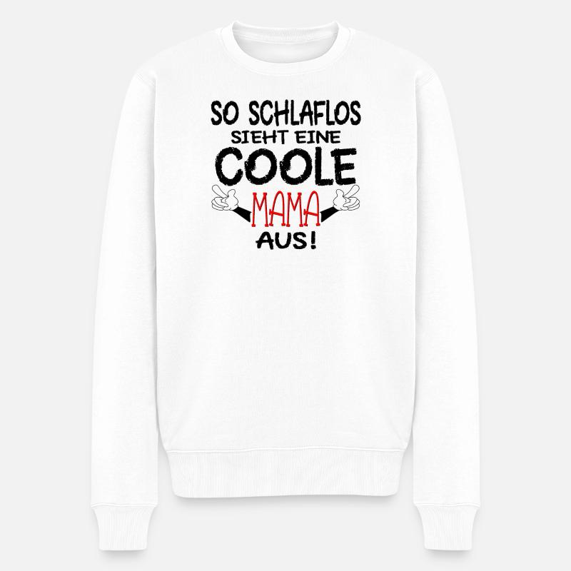 SCHLAFLOSE MAMA - SCHWANGERSCHAFT MUTTER - Männer Premium Bio Pullover - Weiß