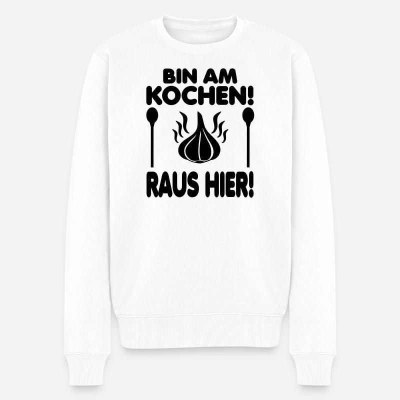 Raus aus der Küche! - Männer Premium Bio Pullover - Weiß