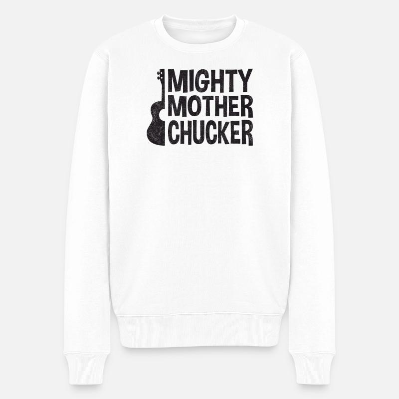 Mighty Mother Chucker on Ukulele - Männer Premium Bio Pullover - Weiß