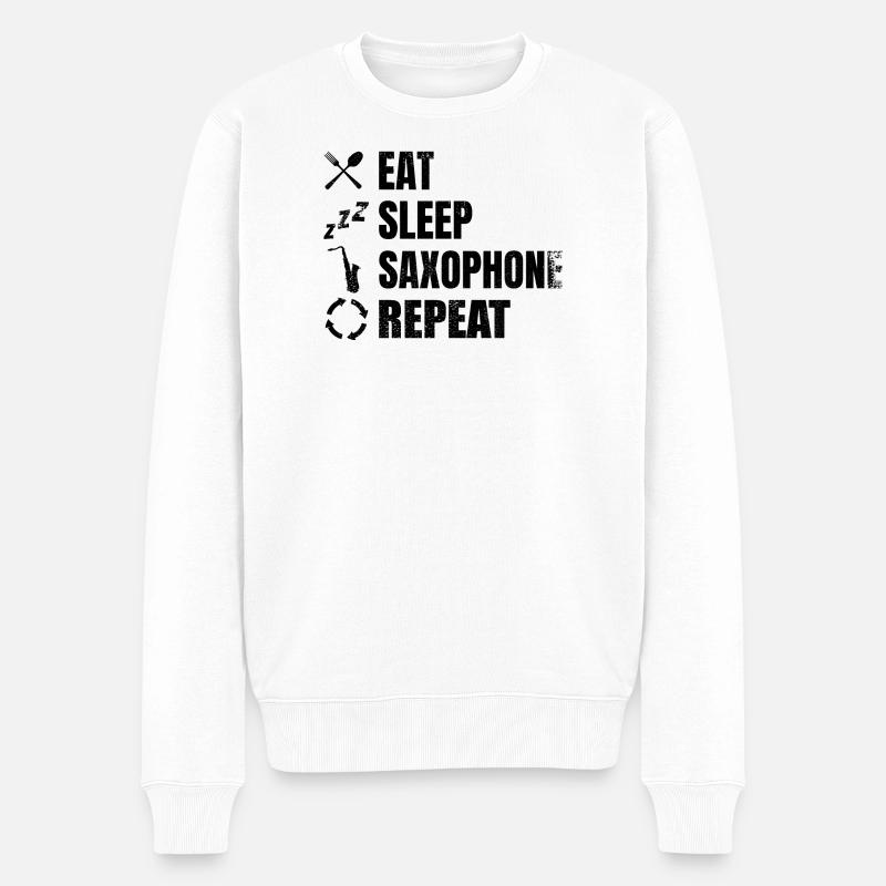 Routine quotidienne du joueur de saxophone - Pull Premium bio Homme - blanc
