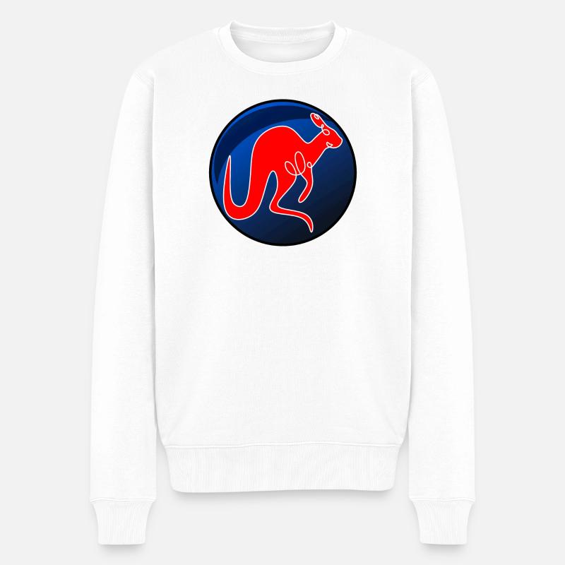 KÄNGURU LINIENZEICHNUNG BEUTELTIERE - Männer Premium Bio Pullover - Weiß