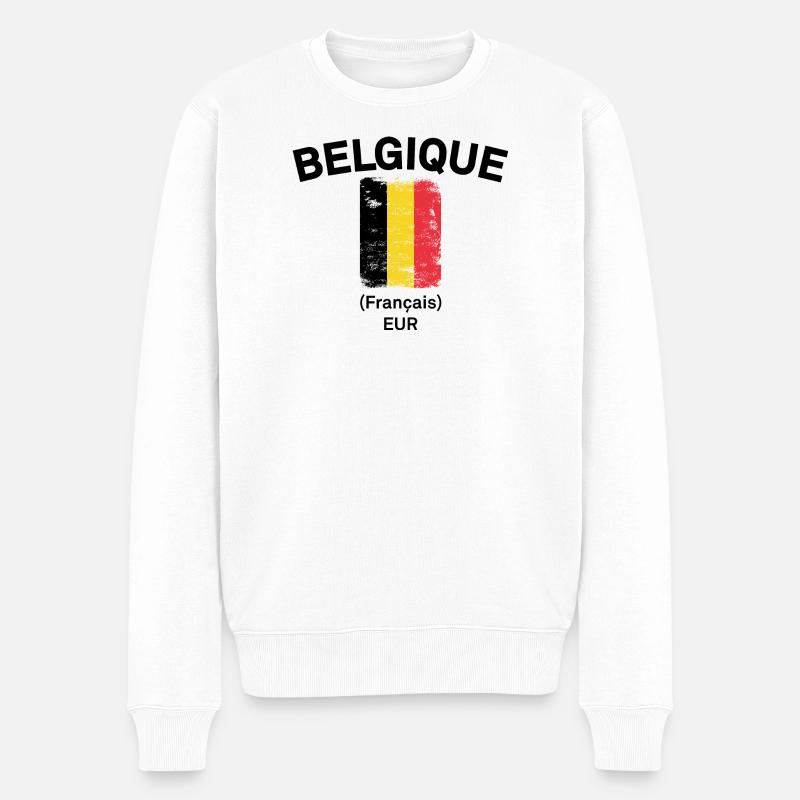 Bande grunge du drapeau belge - Pull Premium bio Homme - blanc