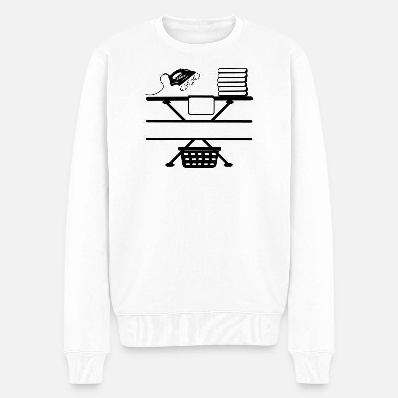 Dampfbügeleisen Paste und Textbanner - Männer Premium Bio Pullover - Weiß