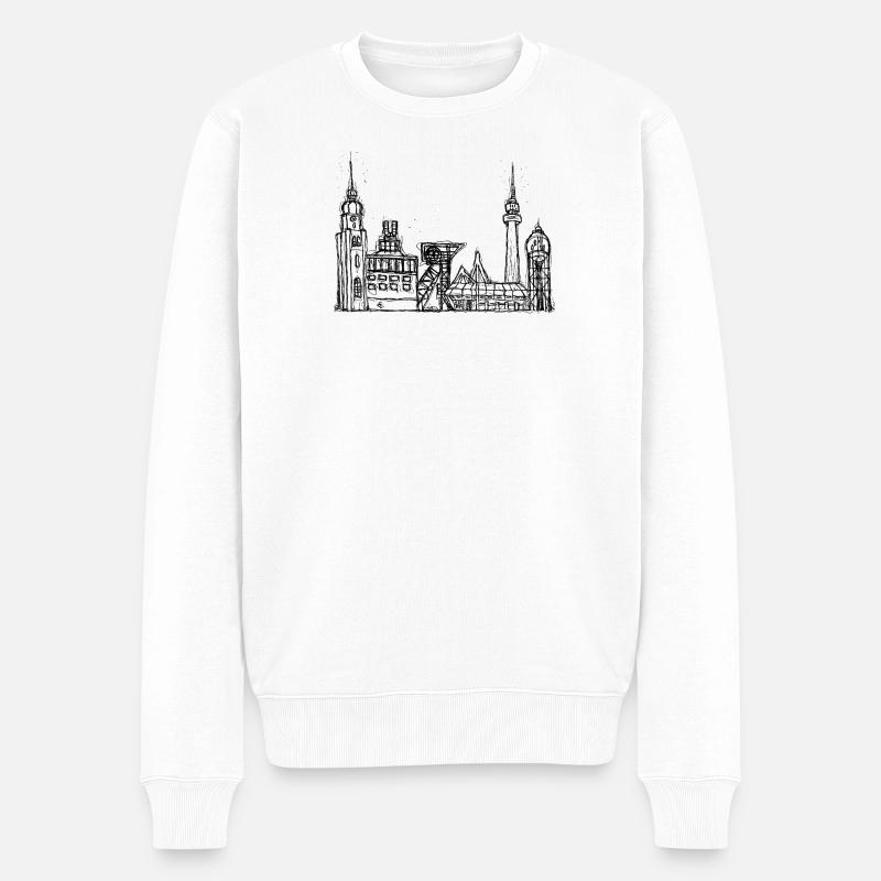 Dortmund Skyline - Männer Premium Bio Pullover - Weiß