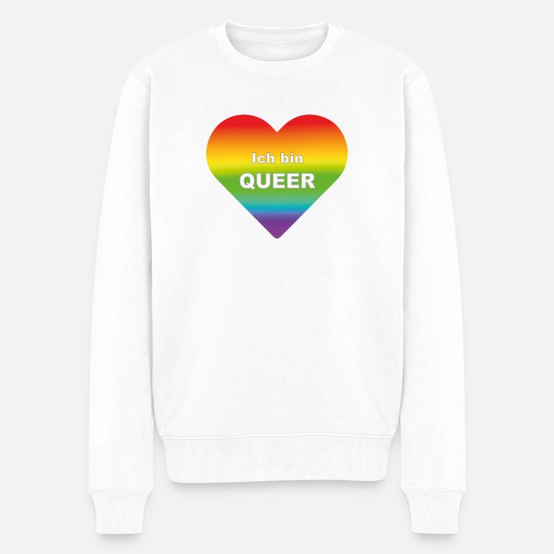 Ich bin queer - Männer Premium Bio Pullover - Weiß
