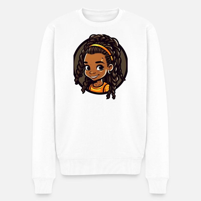 Lebendige Kinderportrait Illustration - Männer Premium Bio Pullover - Weiß