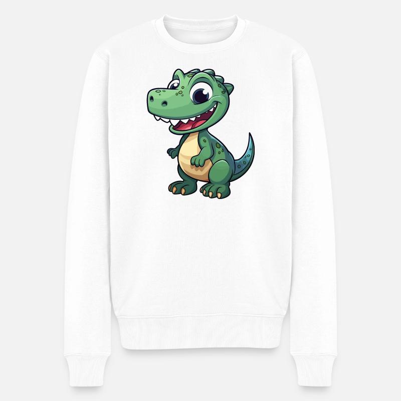 Dino - Männer Premium Bio Pullover - Weiß